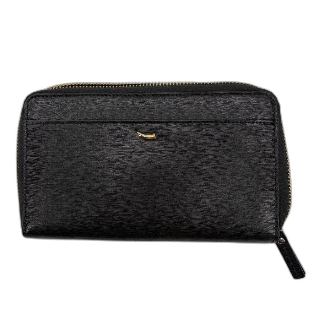 Tusk Genuine Leather Double Zip Wallet Organizer Clutch Womens Blank and Tan